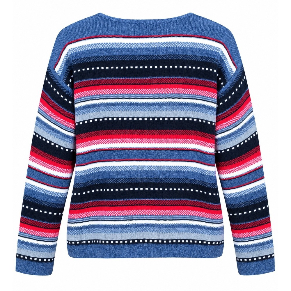 Vintage 90's Spunky L Cardigan Sweater Front Zip Fair Isle Nordic Light Layer - Picture 3 of 12